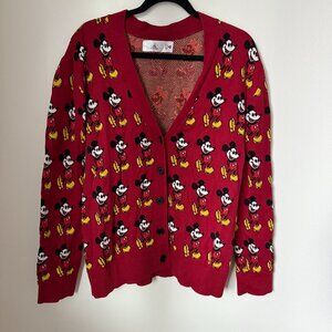 Disney Store red Mickey Mouse all over print cardigan